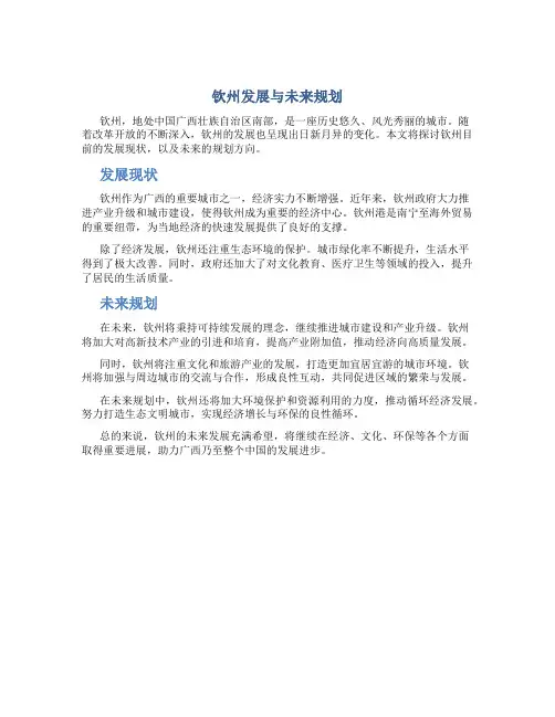 钦州发展与未来规划
