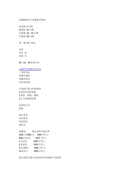 伍朝辉清华大学操盘手特训