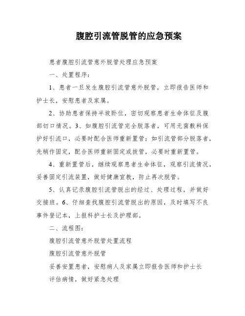 腹腔引流管脱管的应急预案