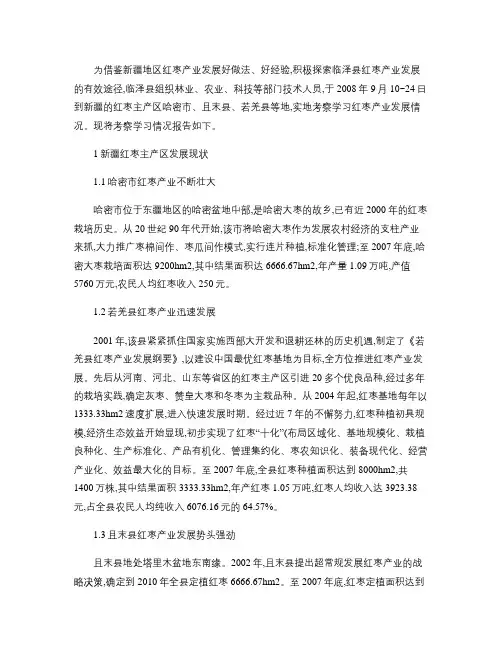 新疆红枣产业发展情况考察报告