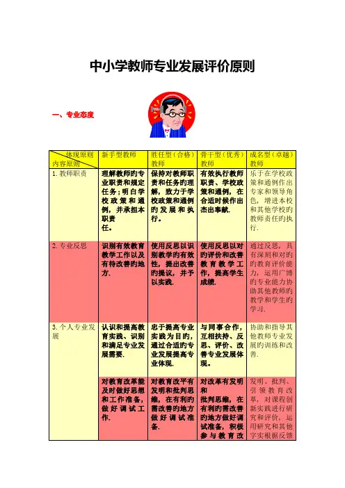 中小学教师专业发展评价标准