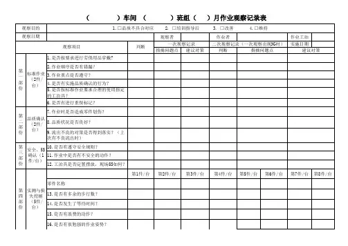 车间员工作业观察记录表范例