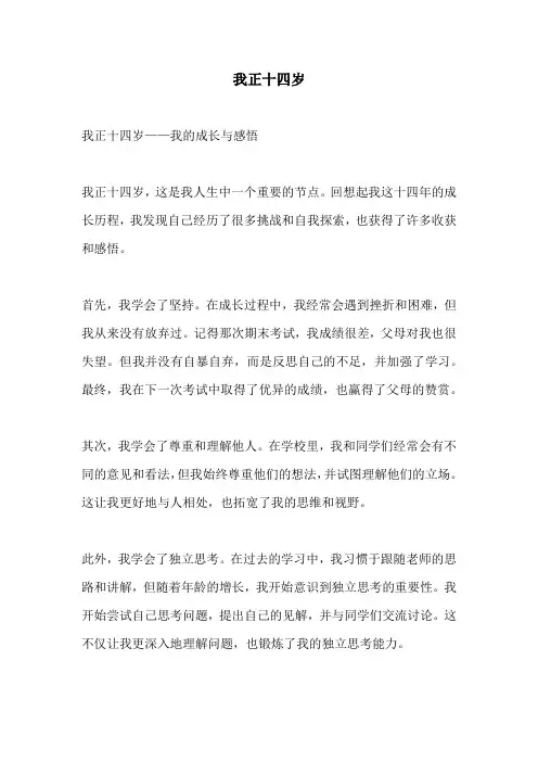 我正十四岁的相关作文