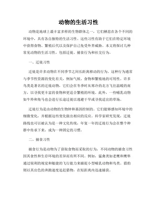 动物的生活习性