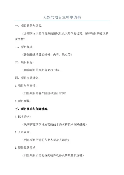 天然气项目立项申请书