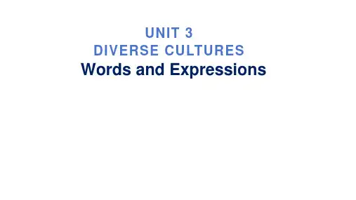 必修三UNIT3  diverse cultures 单词知识点讲解