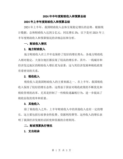 2024年半年度财政收入和预算总结