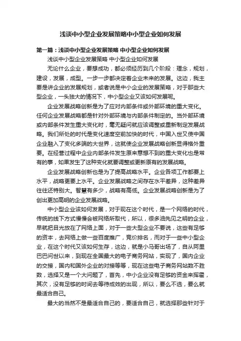 浅谈中小型企业发展策略中小型企业如何发展