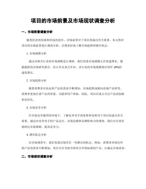 项目的市场前景及市场现状调查分析