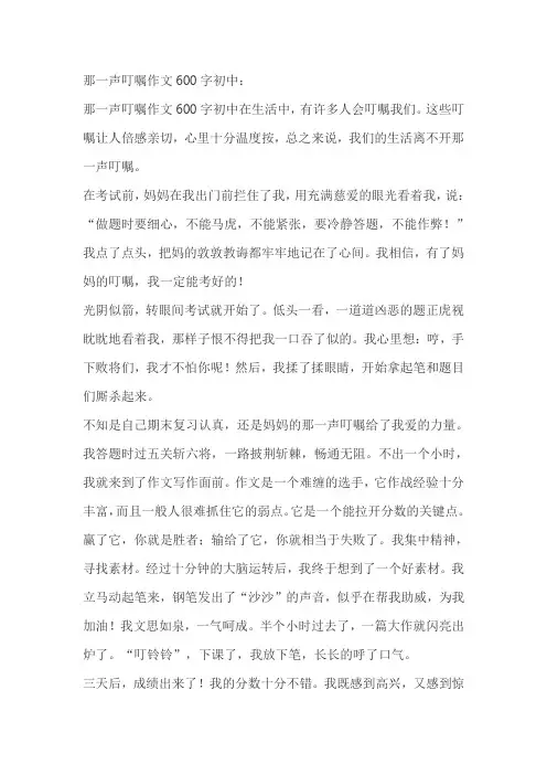 那一声叮嘱作文600字初中