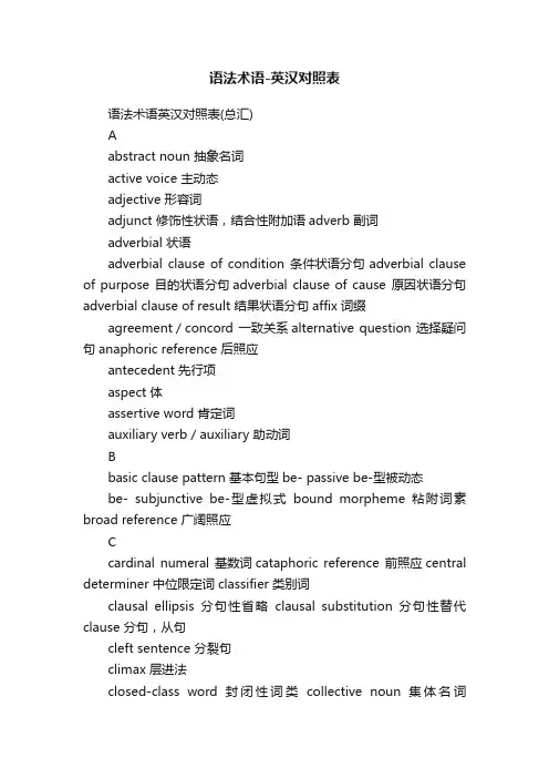 语法术语-英汉对照表