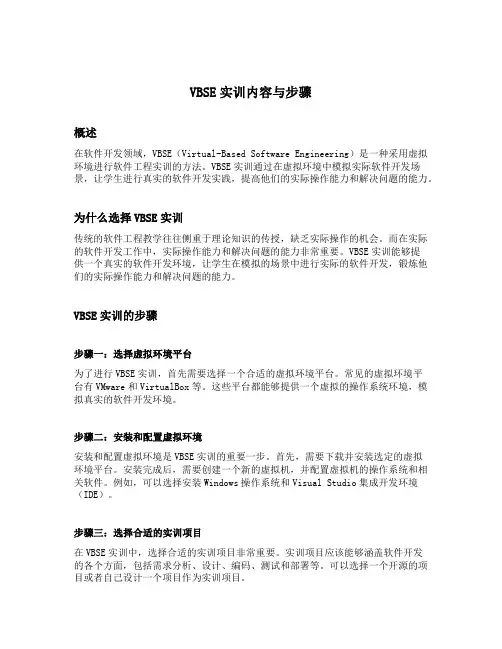 vbse实训内容与步骤