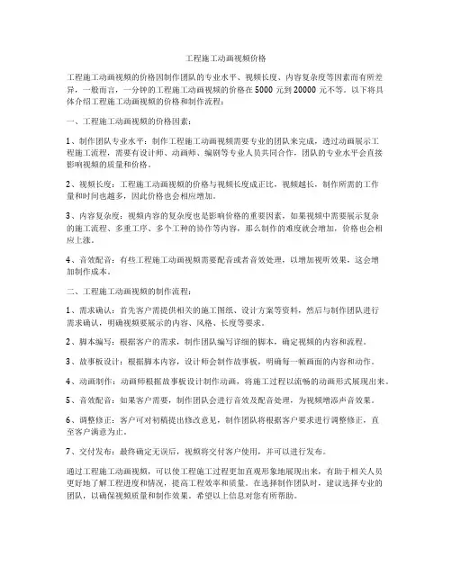 工程施工动画视频价格