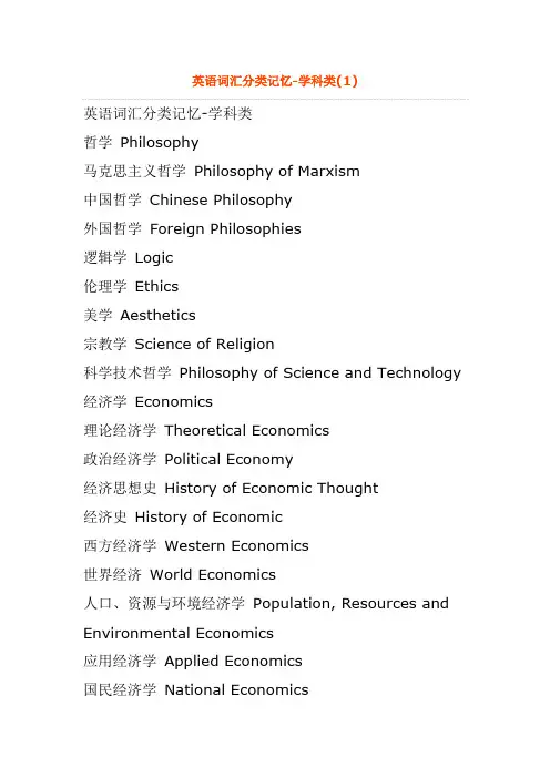 英语词汇  学科类