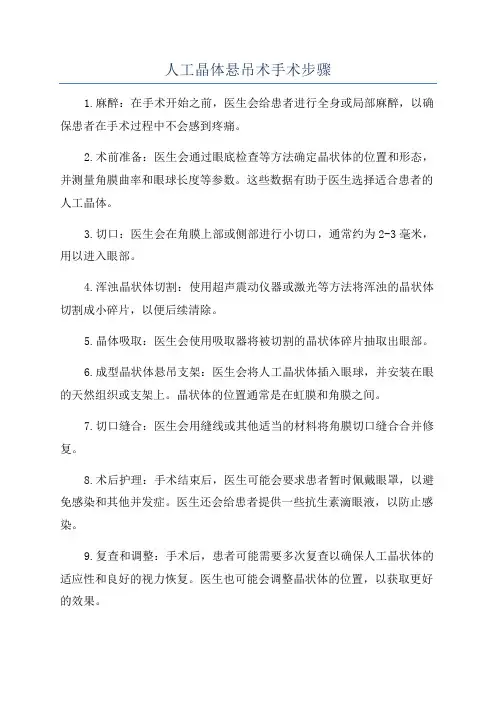 人工晶体悬吊术手术步骤
