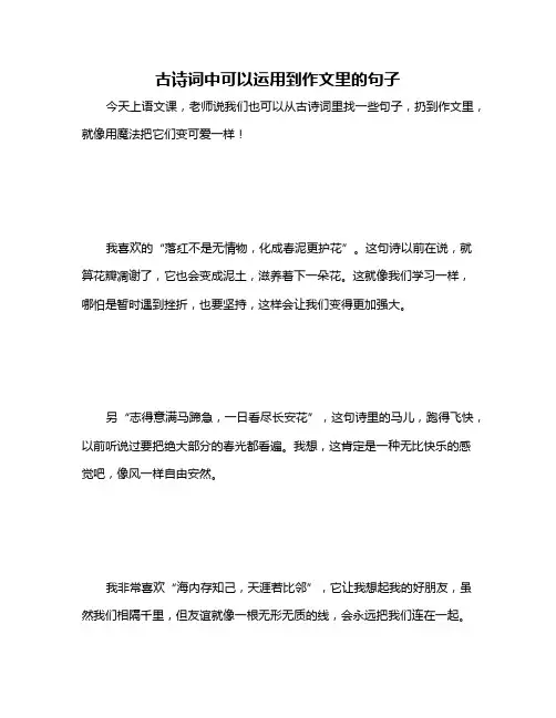 古诗词中可以运用到作文里的句子