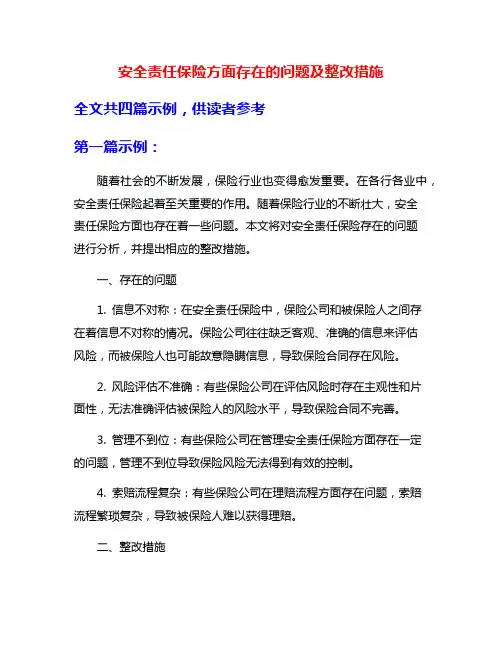 安全责任保险方面存在的问题及整改措施