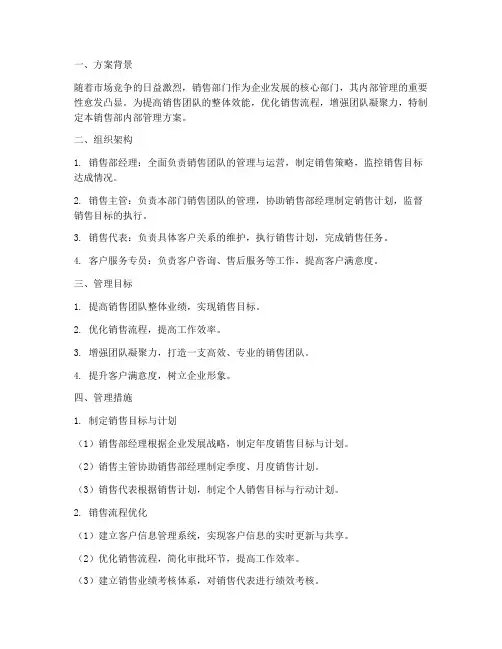 销售部内部管理方案范本