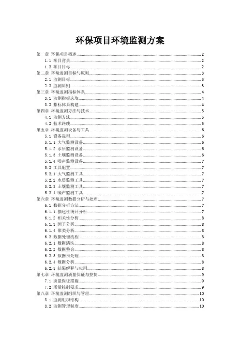 环保项目环境监测方案