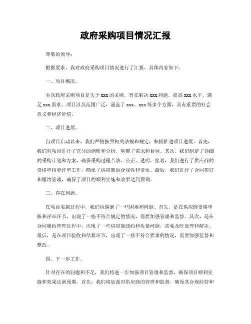政府采购项目情况汇报