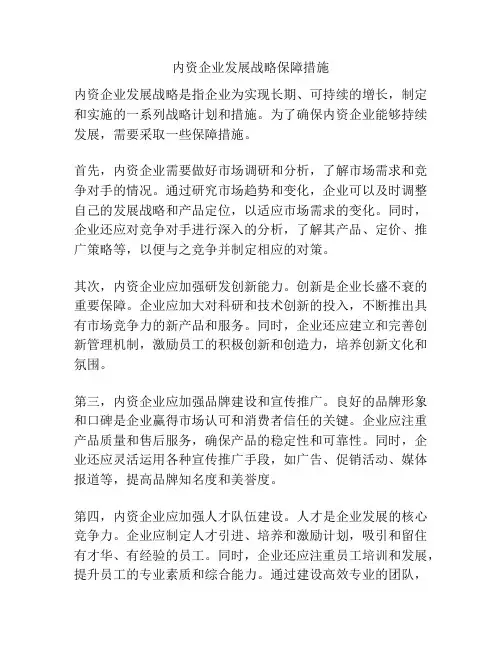 内资企业发展战略保障措施