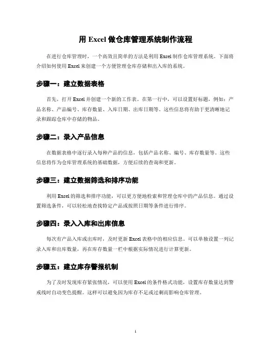 用Excel做仓库管理系统制作流程