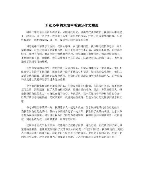 升起心中的太阳中考满分作文精选