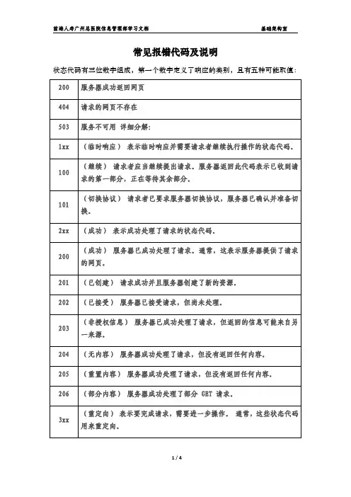 ST1：常见报错代码及说明