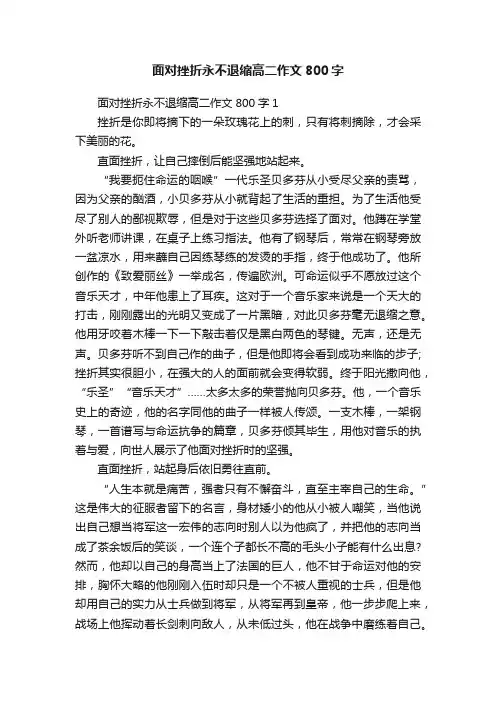 面对挫折永不退缩高二作文800字