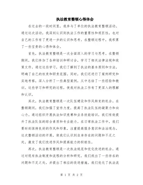 执法教育整顿心得体会