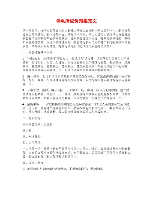 供电所应急预案范文