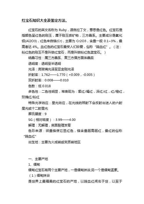 红宝石知识大全及鉴定方法。