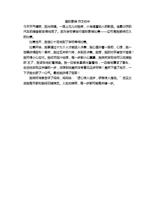 国际象棋 作文初中
