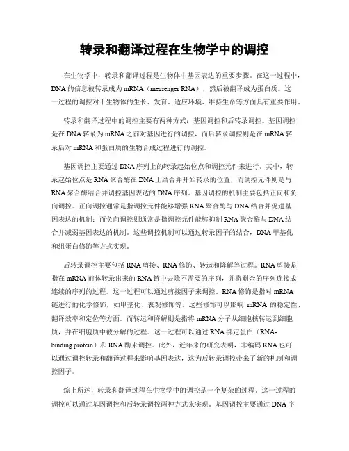 转录和翻译过程在生物学中的调控