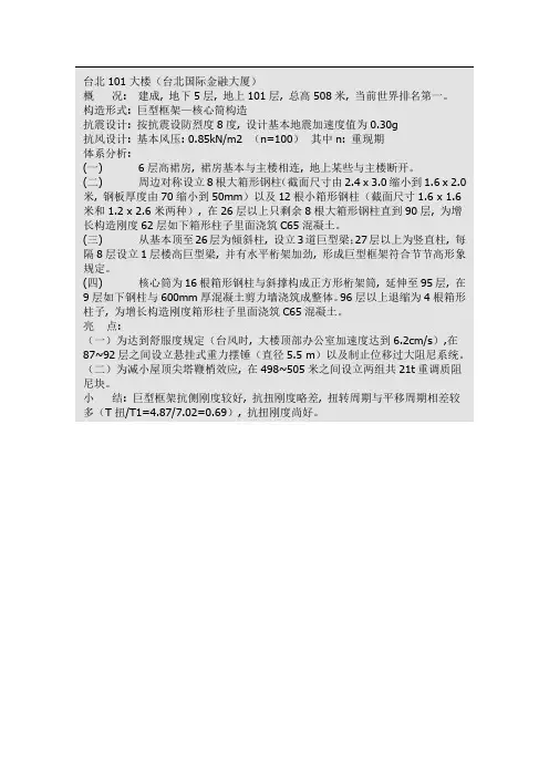 超高层建筑特点代表样本