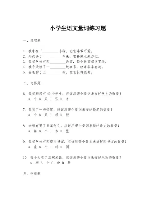 小学生语文量词练习题