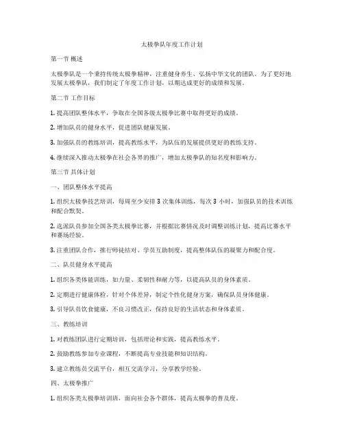 太极拳队年度工作计划