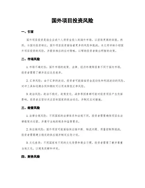 国外项目投资风险