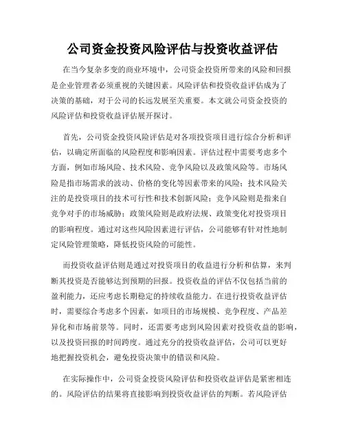 公司资金投资风险评估与投资收益评估
