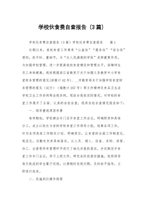 学校伙食费自查报告(3篇)