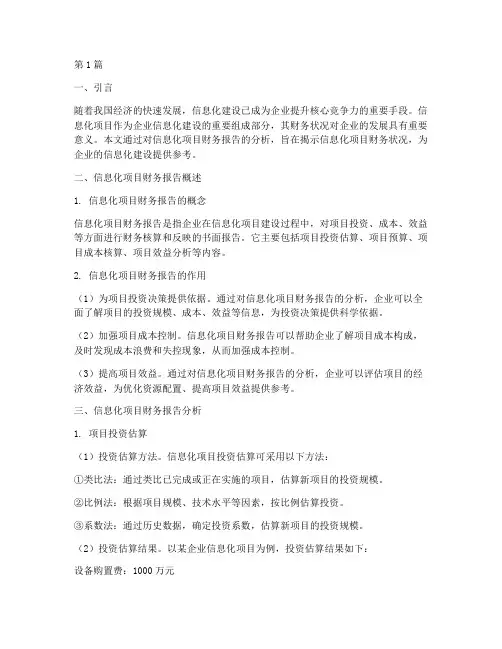 信息化项目财务报告分析(3篇)