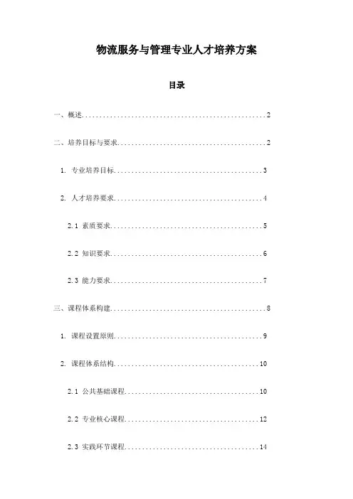物流服务与管理专业人才培养方案