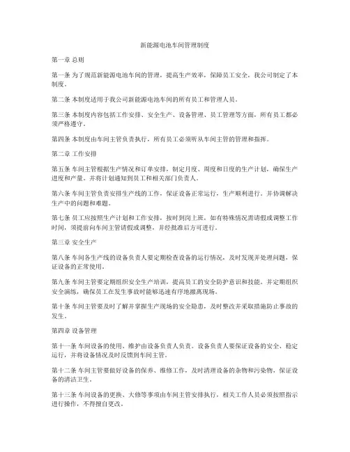 新能源电池车间管理制度