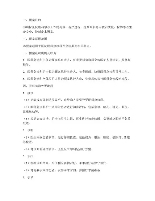 医院眼科急诊处置流程预案