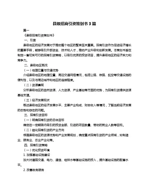 县级招商引资策划书3篇