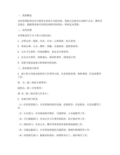 重大风险危机管控工作预案