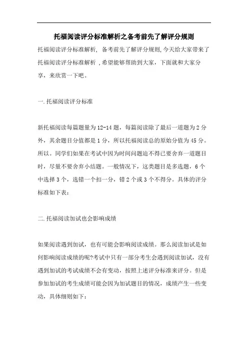 托福阅读评分标准解析之备考前先了解评分规则