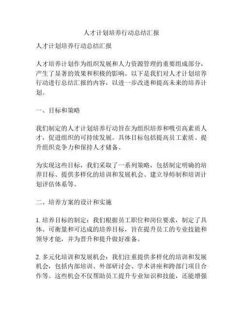 人才计划培养行动总结汇报