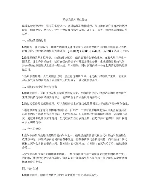 蜡烛实验知识点总结