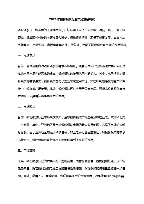 2023年银粉银浆行业市场发展现状